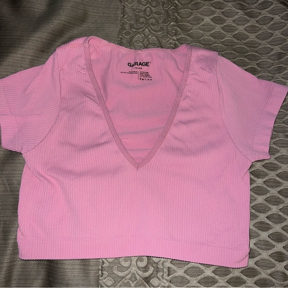 Garage Light Pink Ribbed Crop Top - Picture 1 of 4